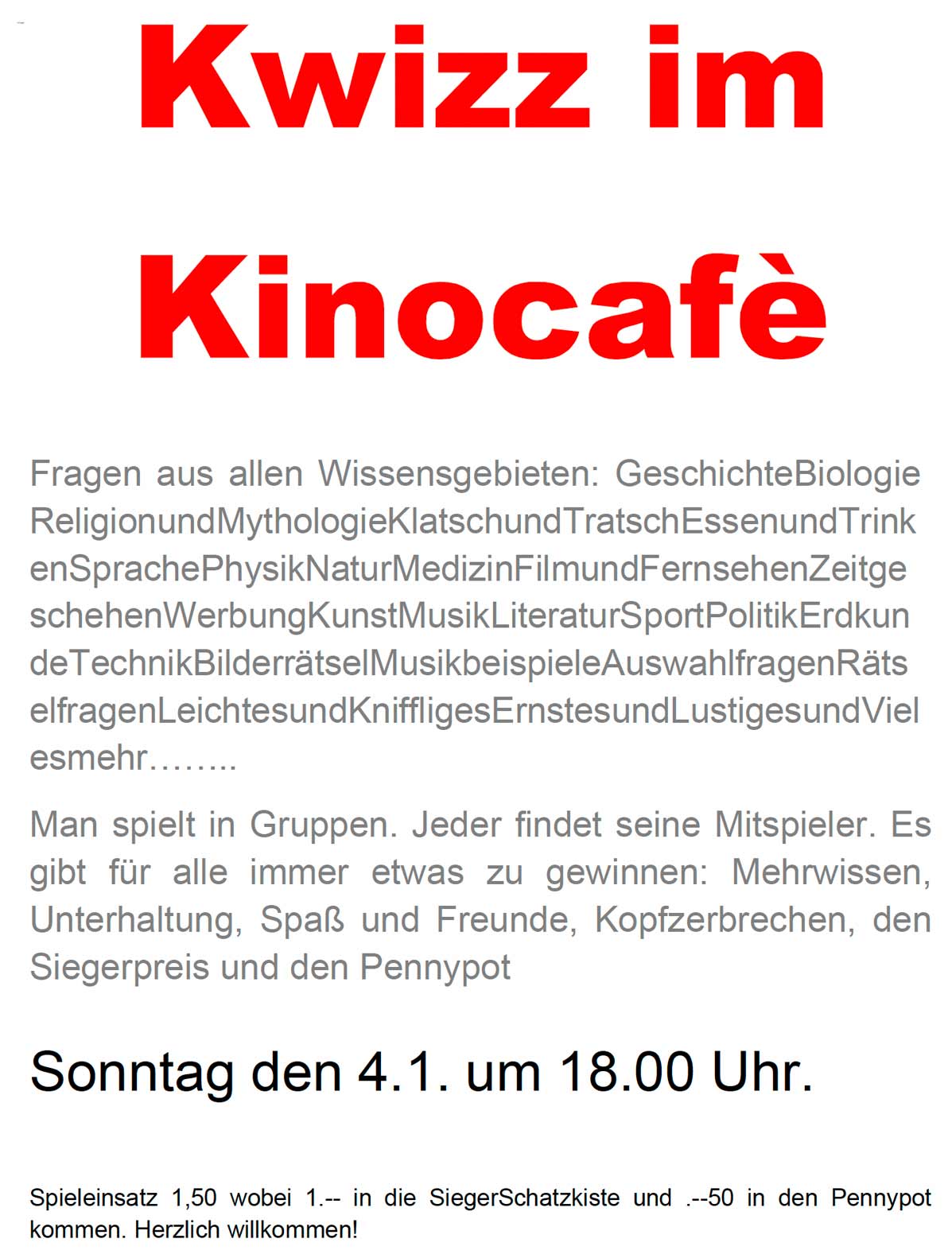 Kwizz am So, 4.1.