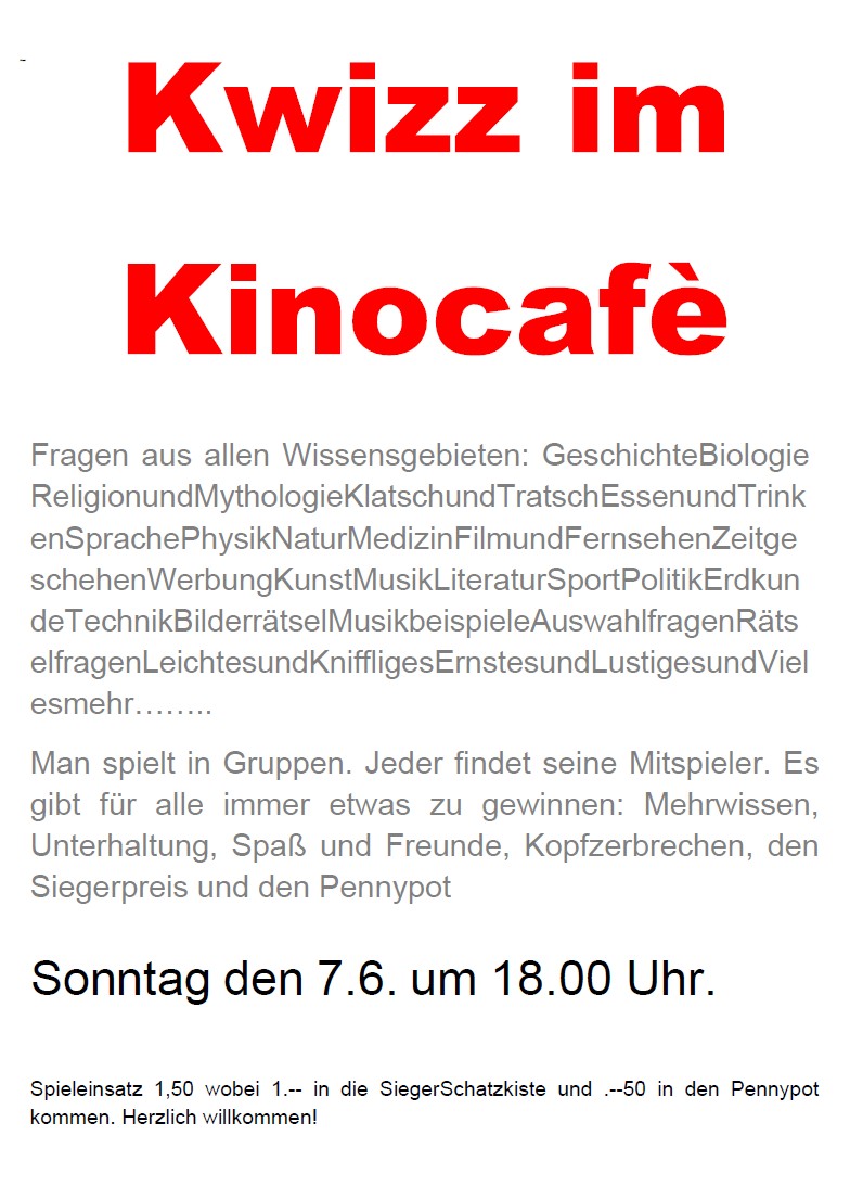 Kwizz am So, 7.6.